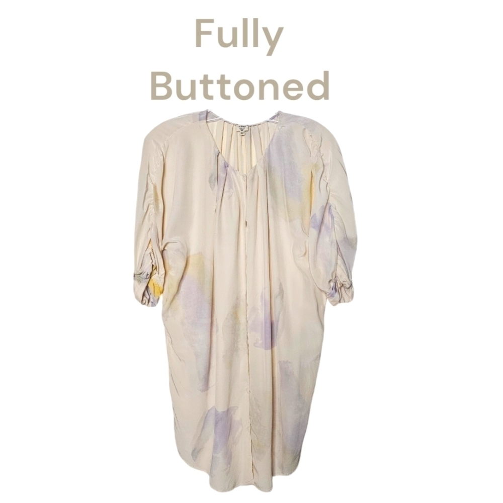 Wilfred Silk Crepe Ruched Pleated Goddess Tunic Neutral Watercolours fits L - XL - Picture 1 of 13